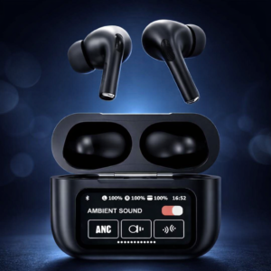 AirPods X Digital Touch Wireless Earbuds – Black Edition | Smart Display Charging Case with Bluetooth | Touch Control, Long Battery Life, High‑Resolution Sound