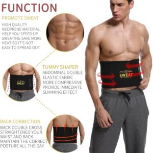 Men's Sweat Waist Trainer Belt - Premium Abdominal Compression & Body Shaper Girdle