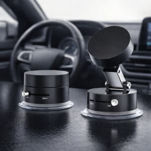 Obsidian Black Magnetic Phone Holder - Ultra-Strong Suction Cup & Multi-Angle Retractable Mount for Car & Desk