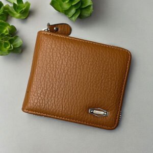 Dunbollu Premium Gold Zip Wallet for Men & Women – 6 Card Slots, Coin Pocket & Cash Compartment | Premium Leather Wallet